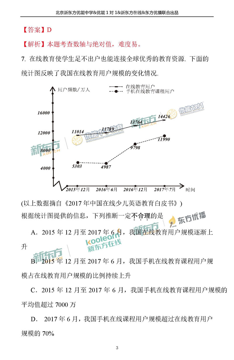 2018海淀中考一模数学试题及答案解析