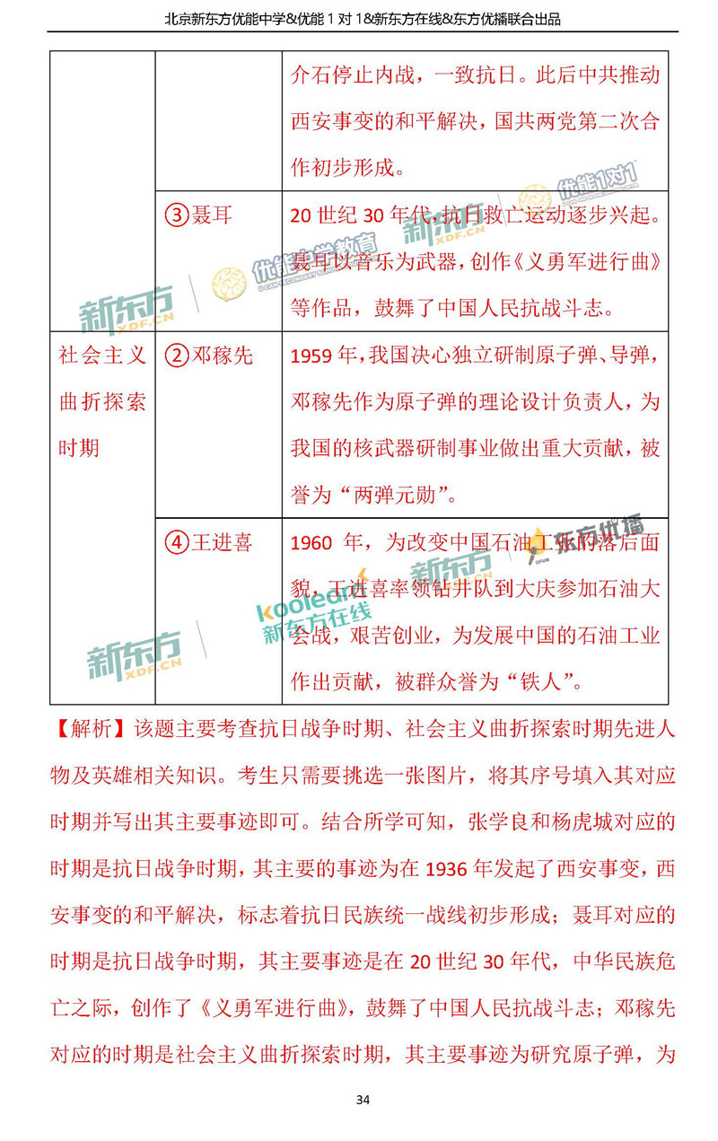 2018海淀中考一模历史答案逐题解析