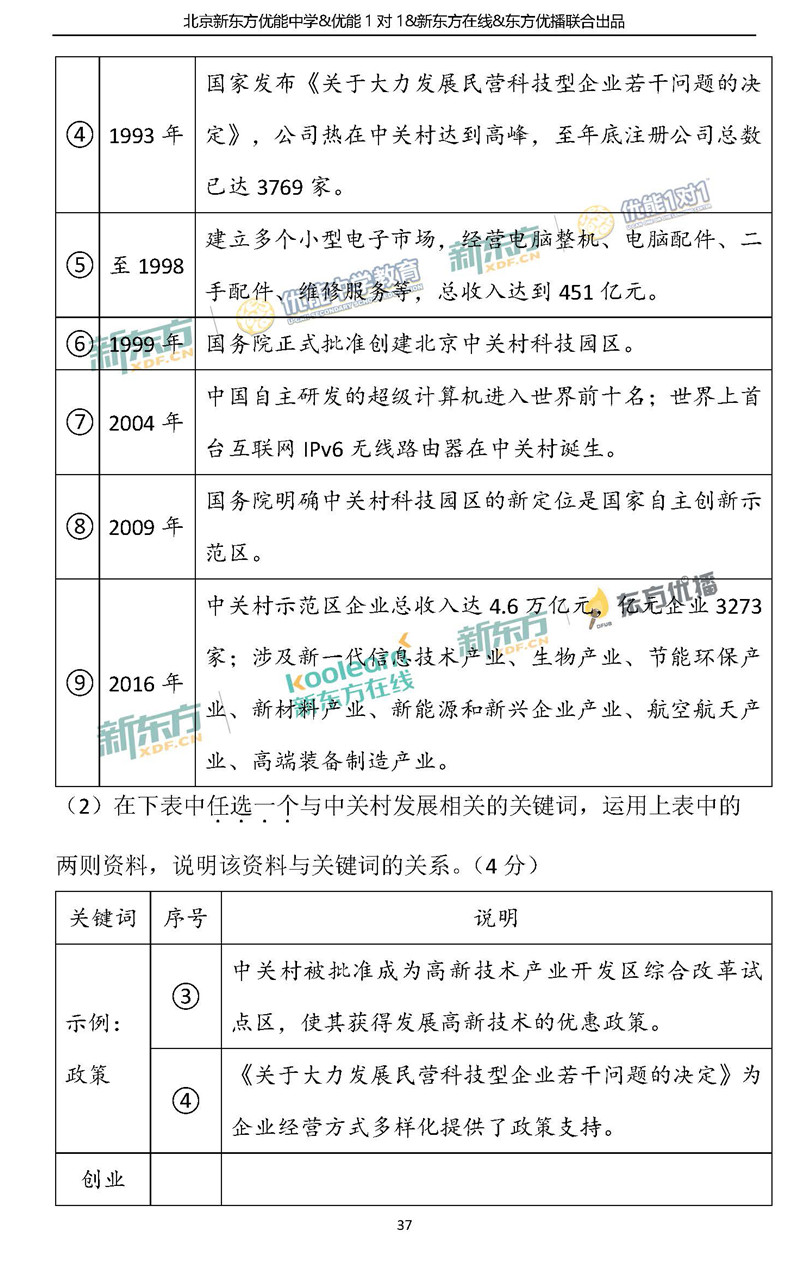 2018海淀中考一模历史答案逐题解析