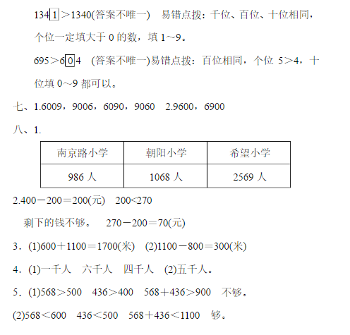 二年级数学下册第七单元测试题及答案