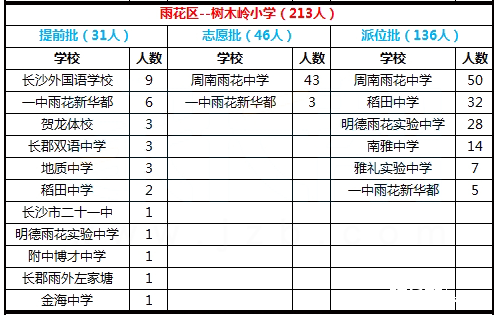 2017年长沙雨花区树木岭学校微机派位结果