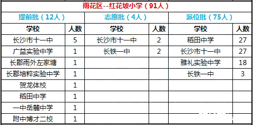 2016年长沙市雨花区红花坡小学微机派位录取结果