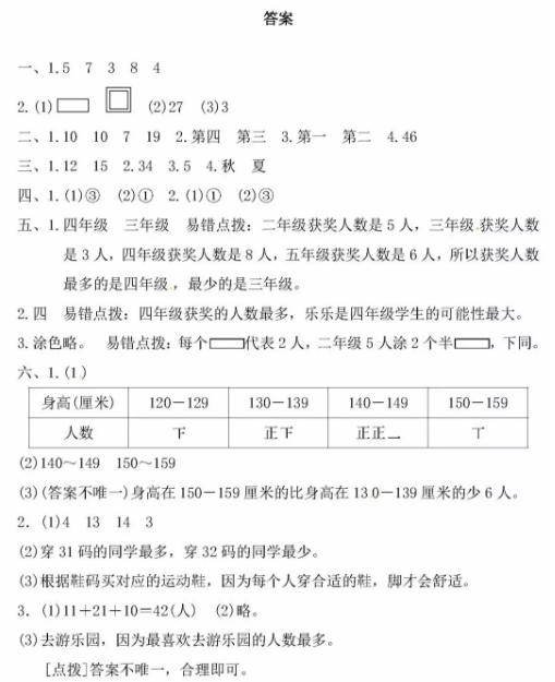 二年级数学下册第一单元测试题及答案