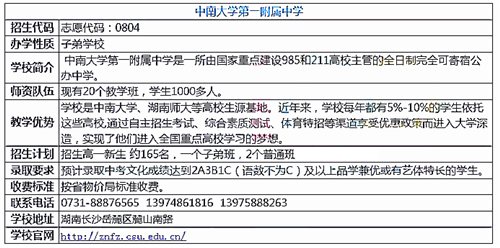 中南大学第一附属中学招生信息