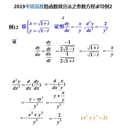 隐函数微分法之参数方程求导（例2）