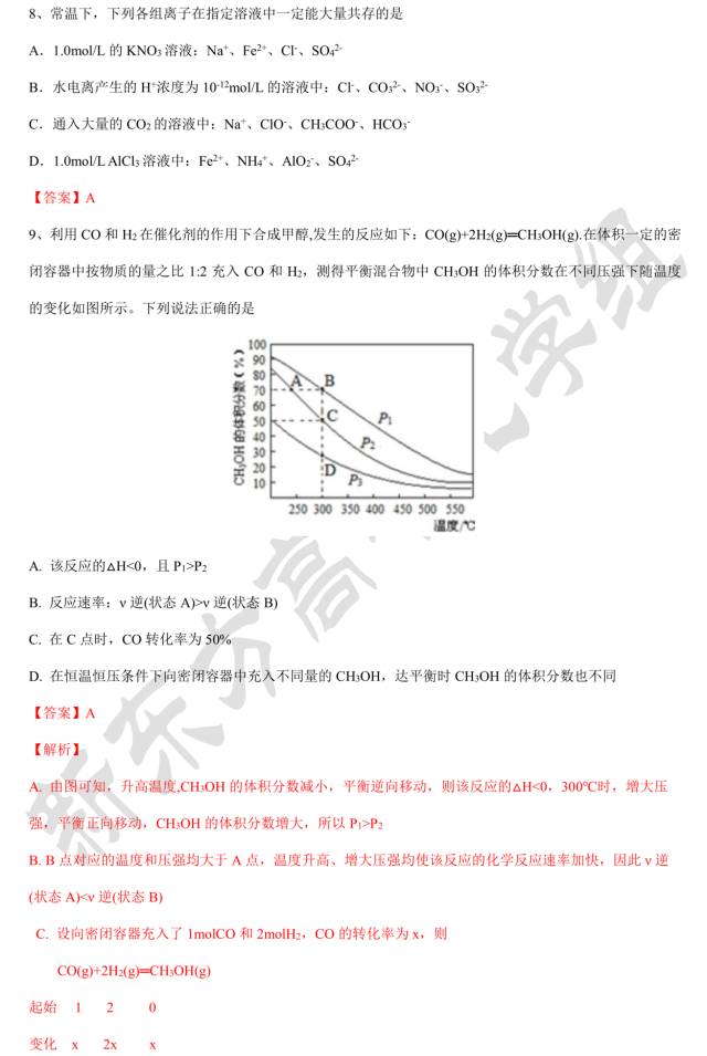 2017年雅礼中学高二化学第一次月考试卷