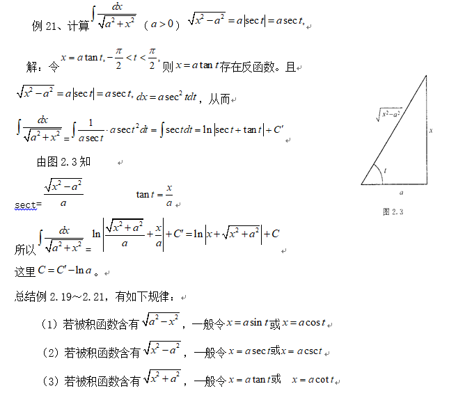 2019考研高数换元积分法讲解：正切代换