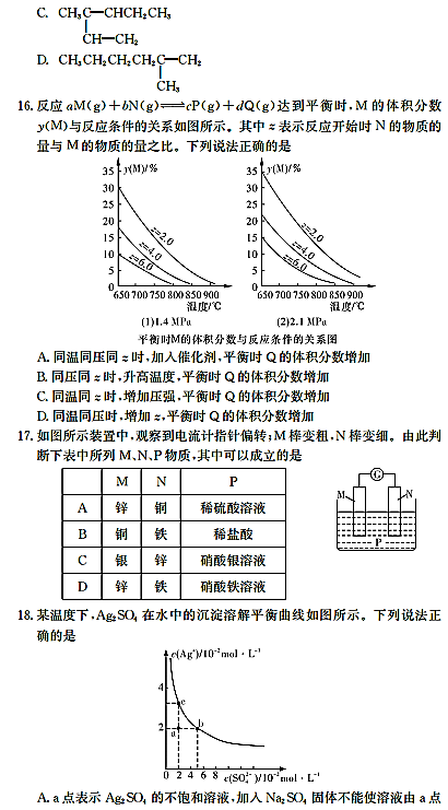 2015年长郡中学高二上化学期末试卷