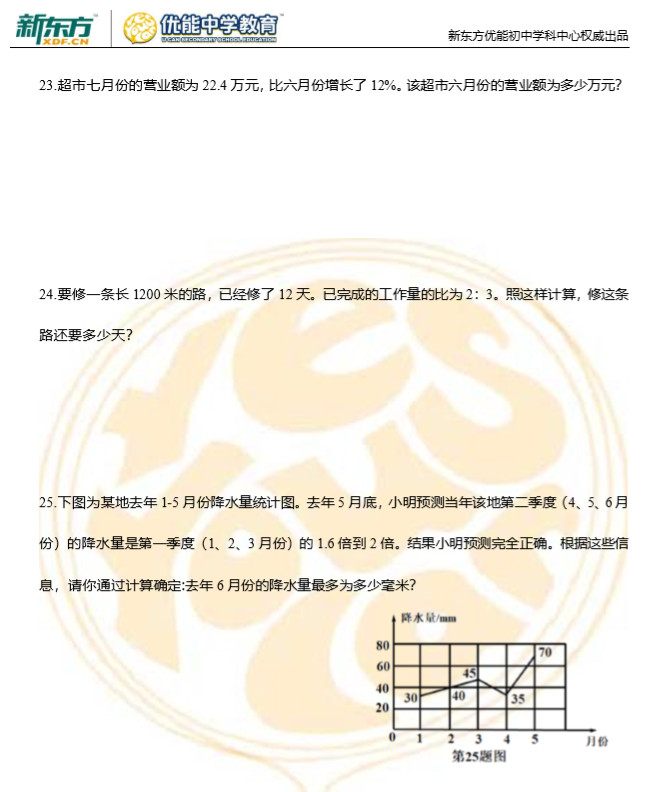 长沙市初一新生分班考试数学真题