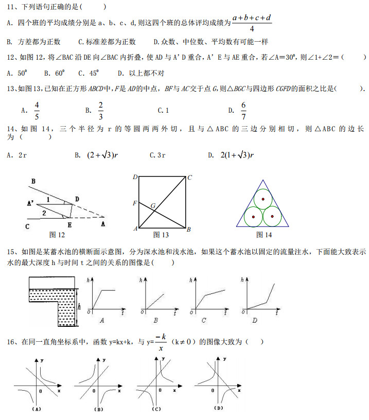 长沙长郡中学第二届启航杯预赛数学试卷