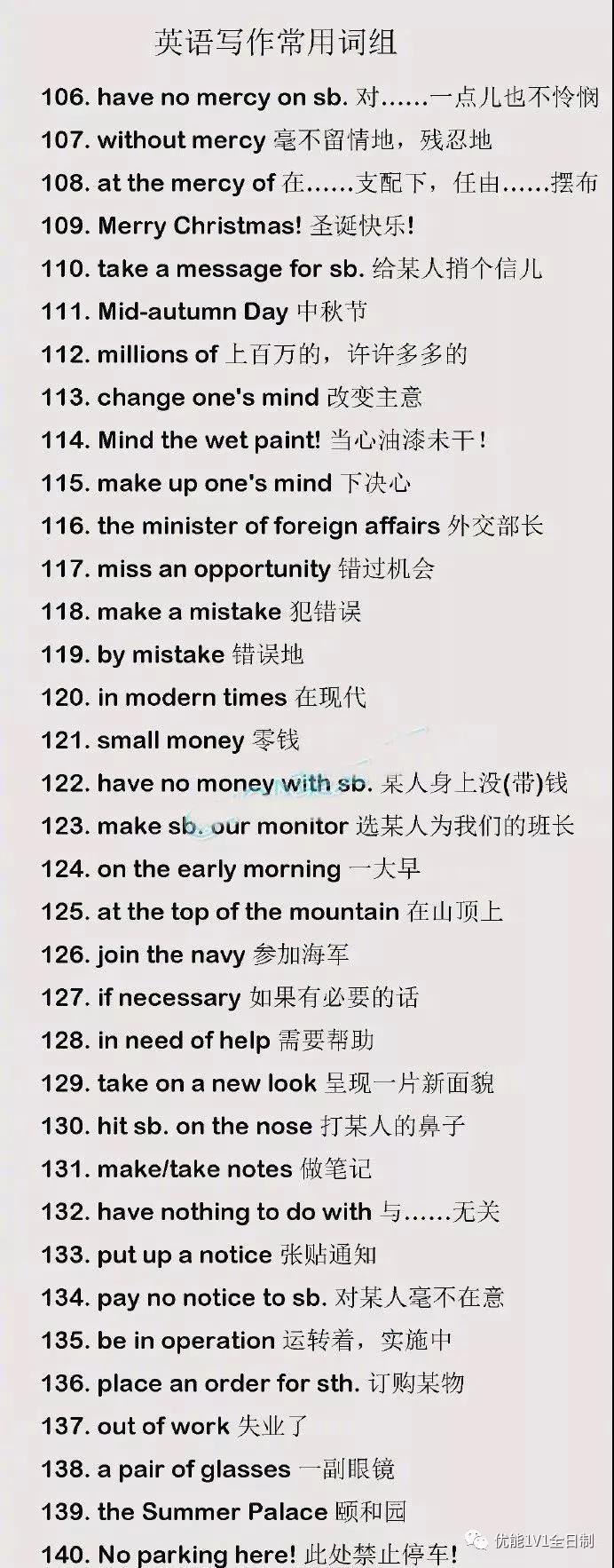 高中生都在用的英语写作词组