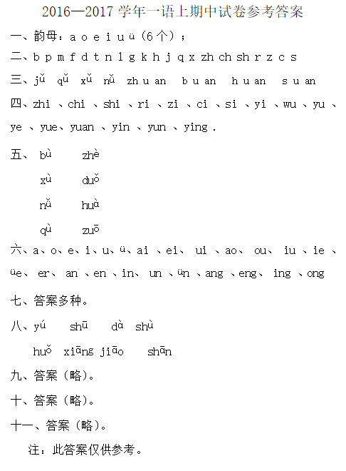 2018长沙一年级语文上册期中测试题（四）