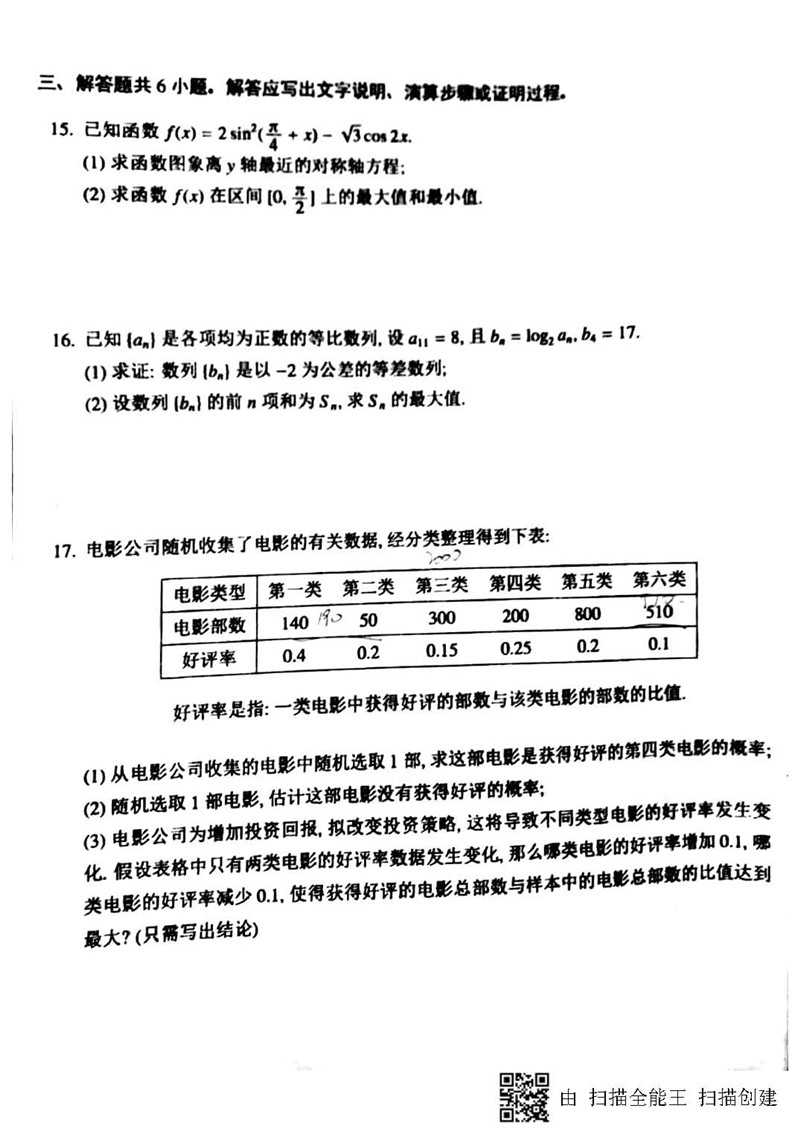 2019年北京一零一中学高三上学期开学考试数