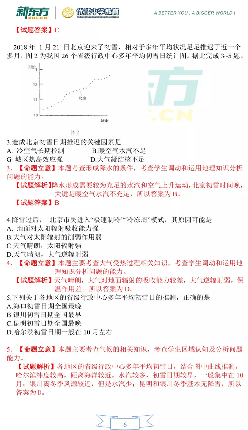 2019届高三一模地理解析