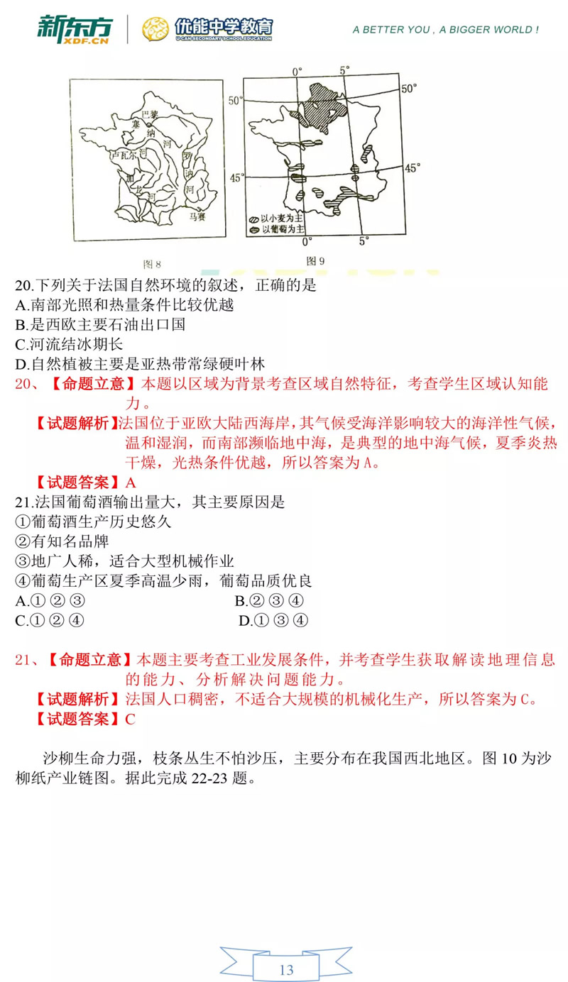 2019届高三一模地理解析