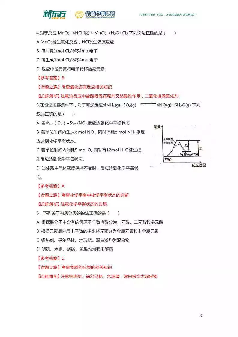 2019届高三一模化学解析