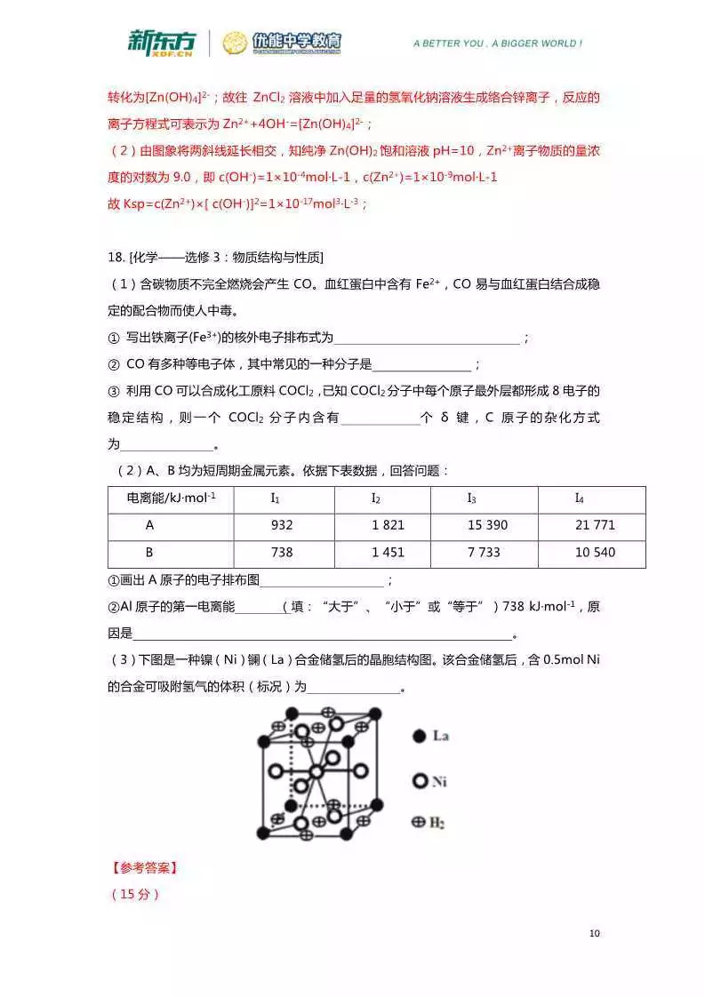 2019届高三一模化学解析