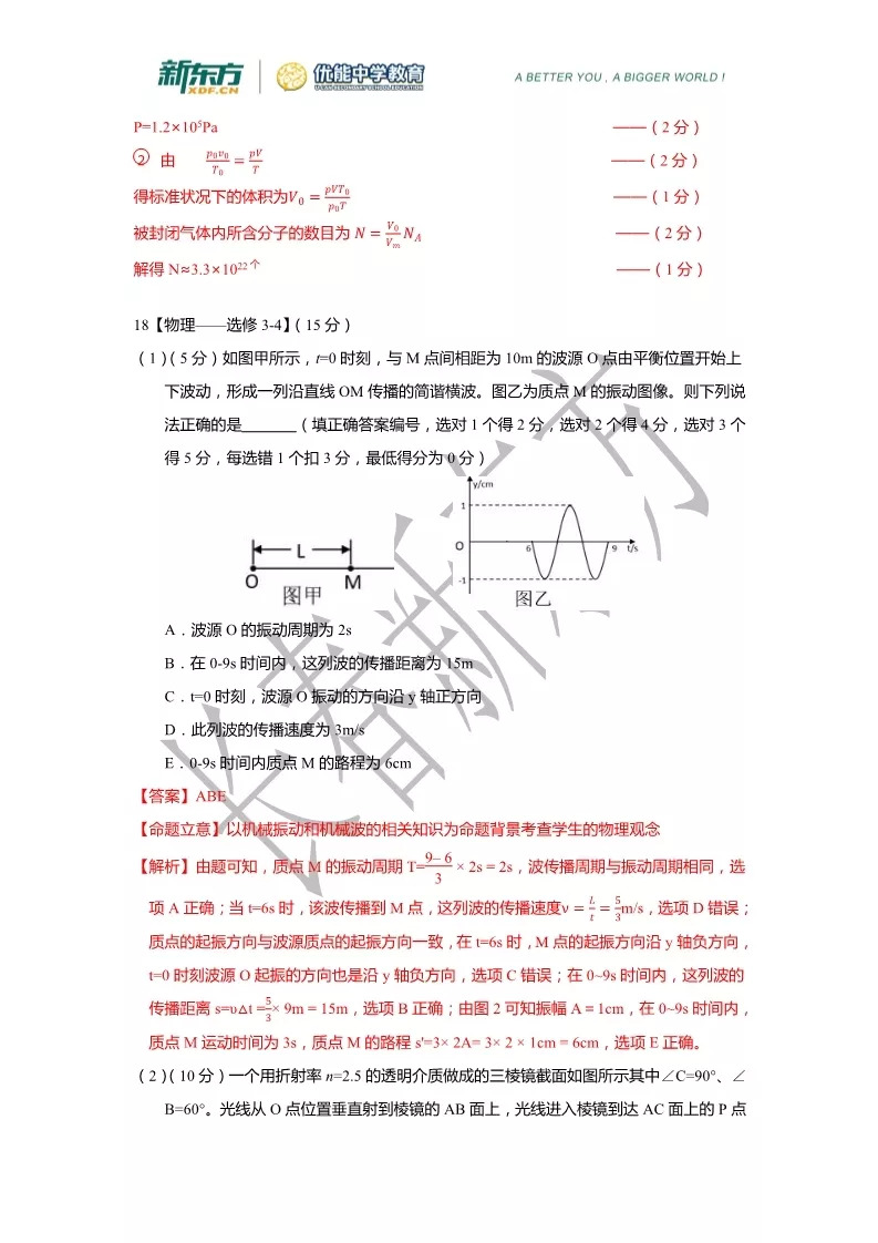 2019届高三一模物理解析