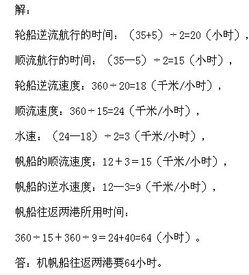 2018长沙五年级奥数知识点详解：流水行船问题