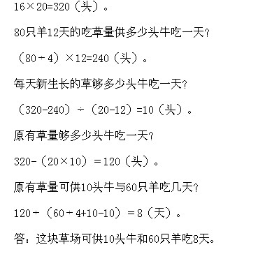 2018长沙五年级奥数知识点详解：“牛吃草”问题