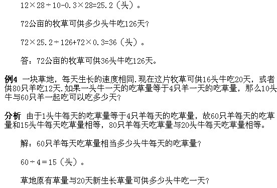 2018长沙五年级奥数知识点详解：“牛吃草”问题