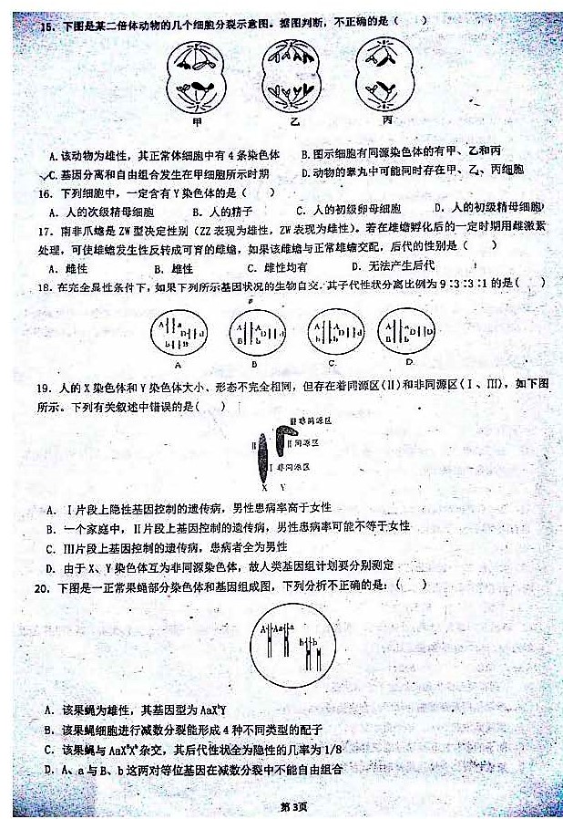 2015年雅礼中学理实班高二上生物月考试题