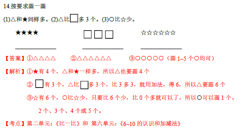 2019长沙一年级部编版数学上册期末测试题及答案（二）