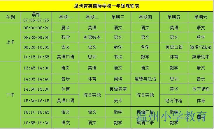 温州瓦市小学育英校区_市实验刘佳佳_温州市实验小学 课程安排