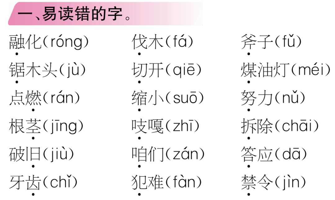 部编版三年级语文上册第三单元知识点：生字认识