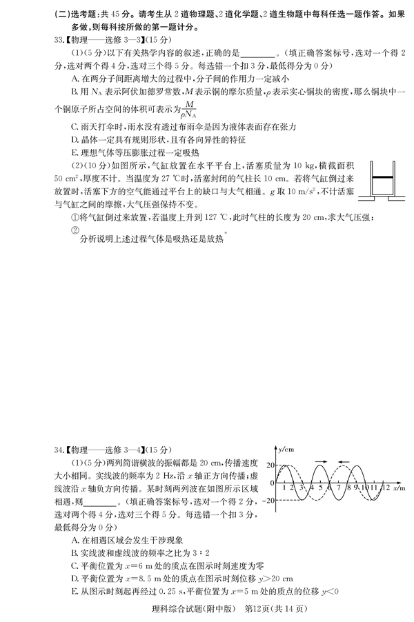 湖南师大附中高三理综月考试卷七试题及答案