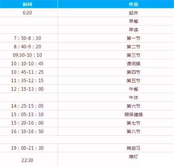 2018年全国重点高中作息时间大比拼