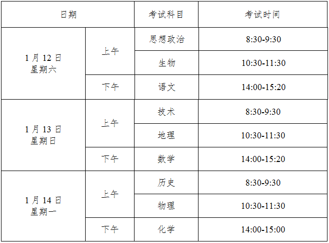 2017级高中学生1月学考，明天开始报名