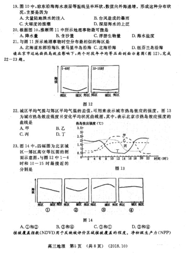 2019河南省洛阳市高三期中地理试题及答案