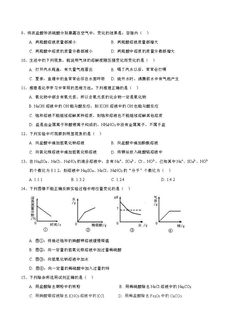 2015-2016学年青竹湖湘一初三期末考试化学试卷