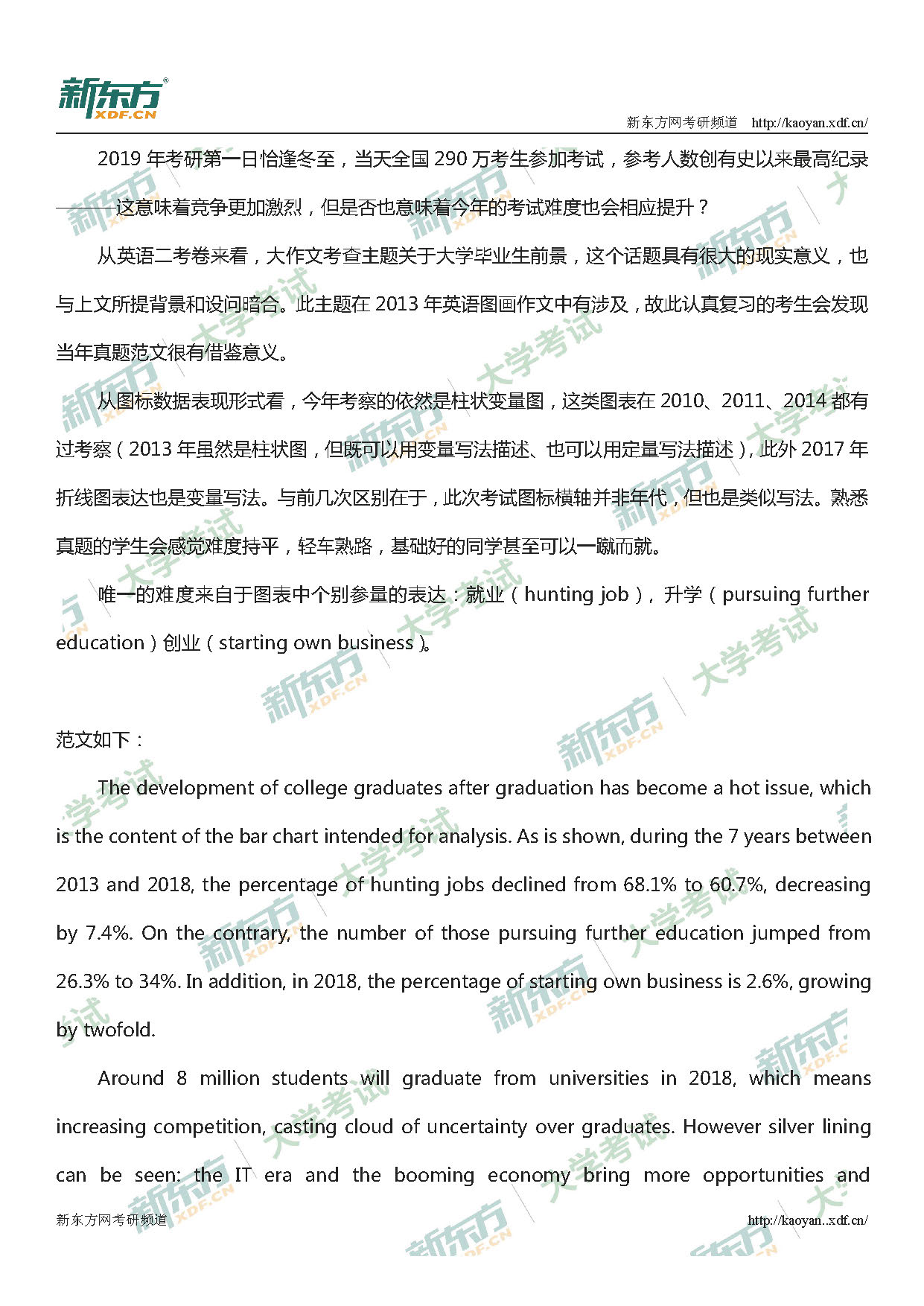 2019考研英语二大小作文解析及范文(北京新东方) 2019考研英语二大小作文解析及范文(北京新东方)