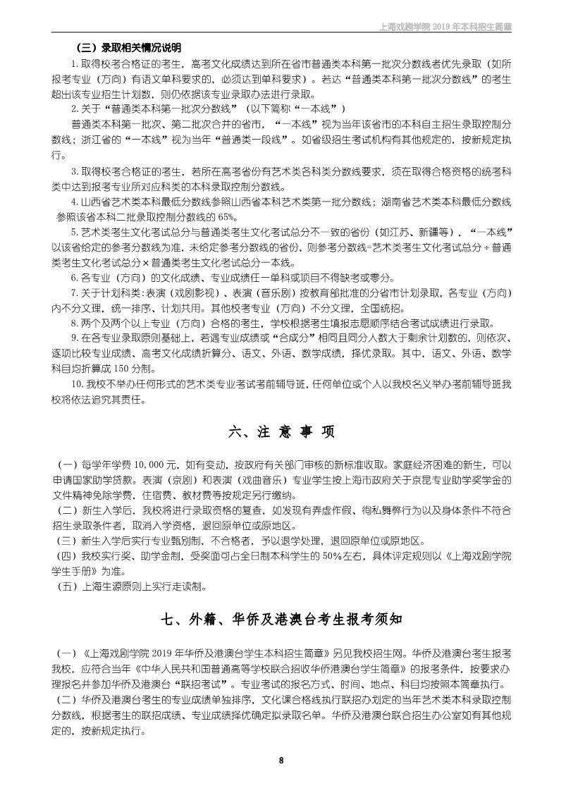 上海戏剧学院2019高考招生简章
