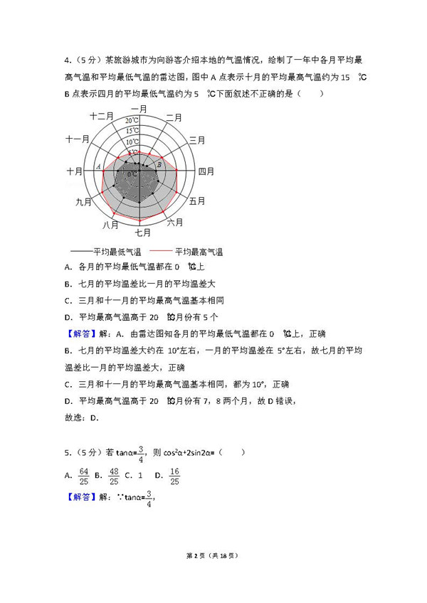 2016全国卷数学