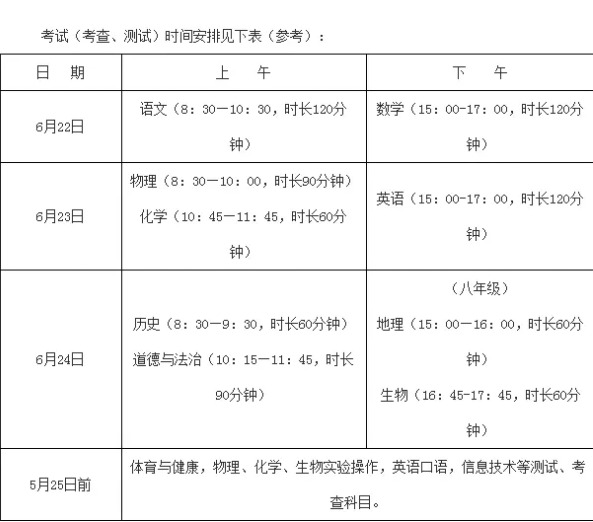 2019福建<a href='https://www.wddqw.com/c_103.html' target='_blank'>中考</a>时间安排:6月22日-6月24日