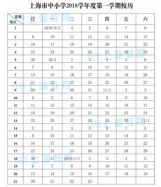 2019上海中小学寒假放假时间公布