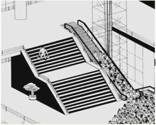 2019高考作文漫画类训练：电梯与楼梯