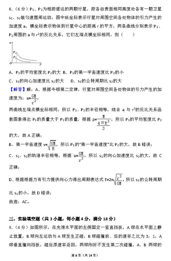 2015年天津卷高考物理真题及答案