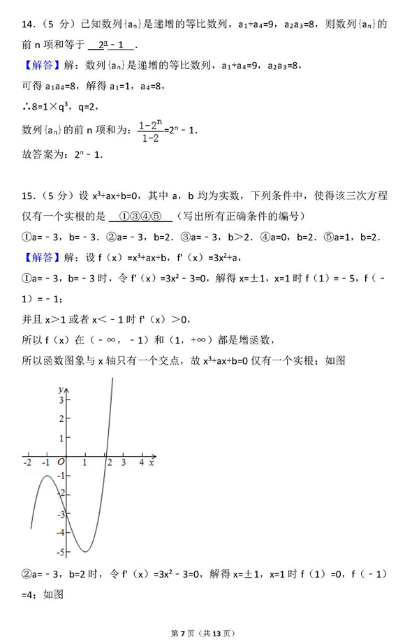 2015年安徽卷高考理科数学真题及答案