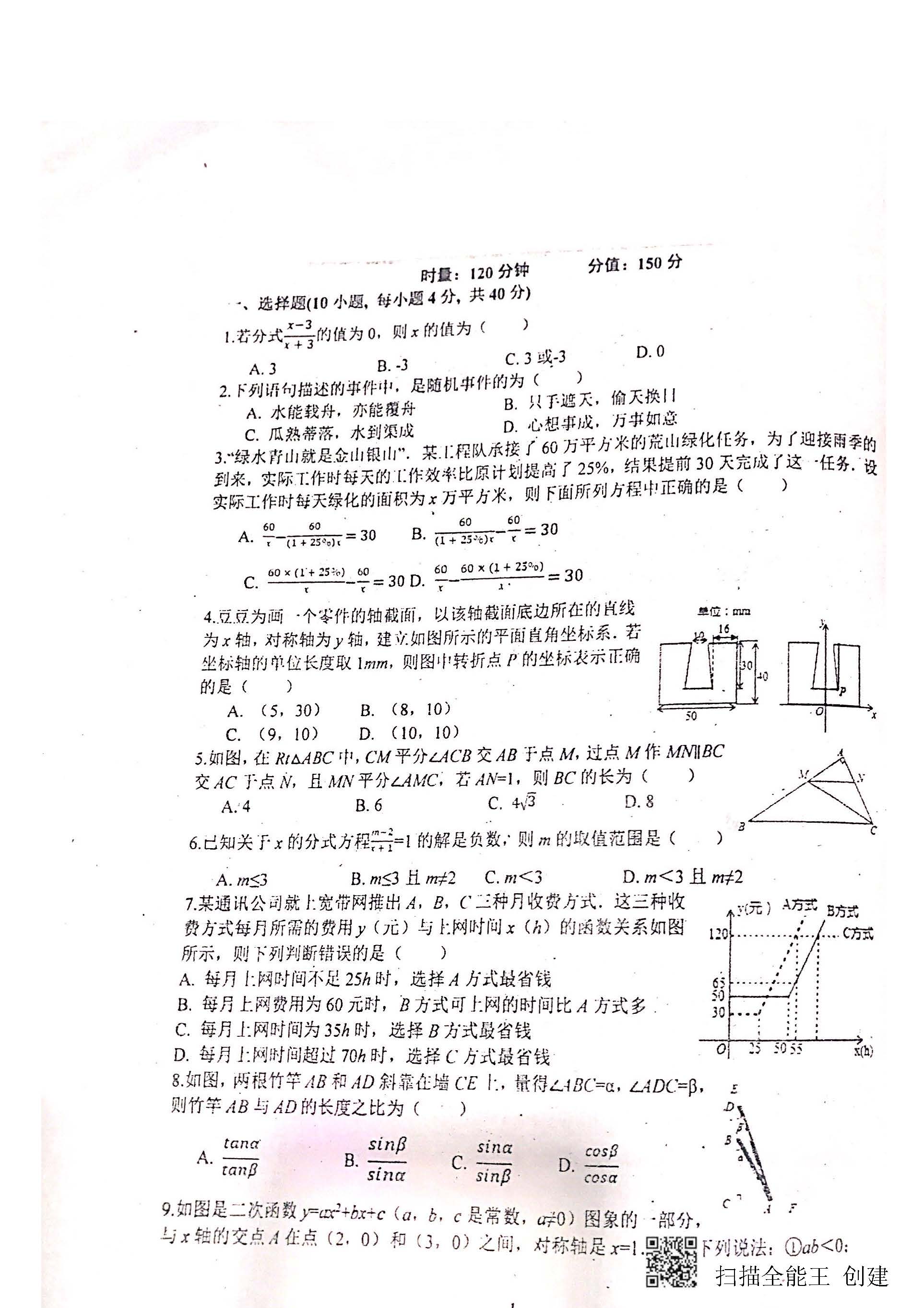 2019年2月长沙师大附中系外理实班数学试卷