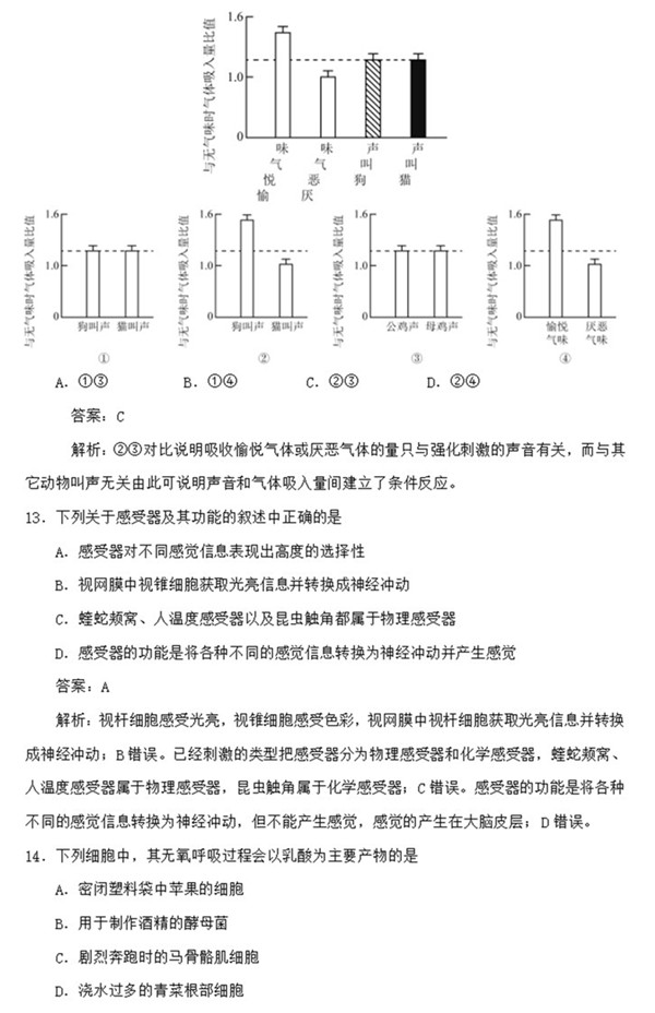 2015年上海卷高考生物真题及答案