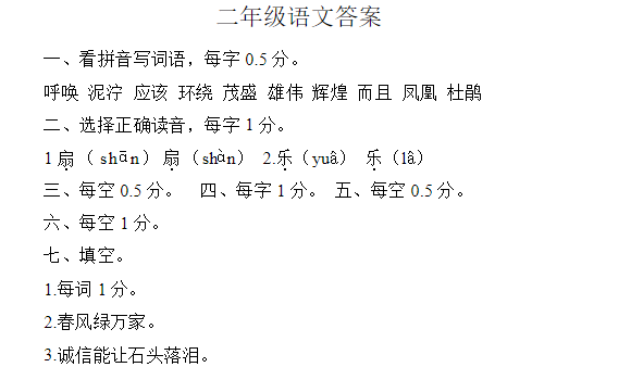 2019长沙部编版二年级语文下册期中考试试题及答案（三）