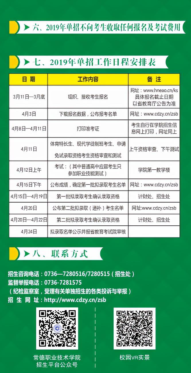 常德职业技术学院2019年单招简章