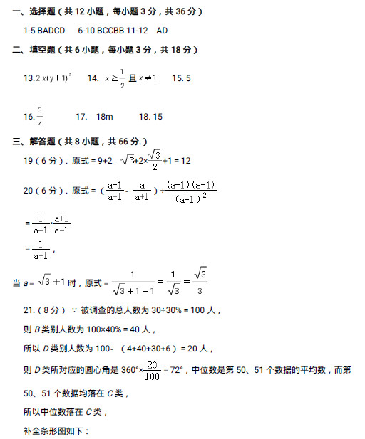 2019年3月雅礼集团初三联考数学试卷答案