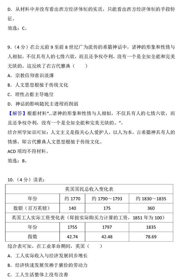 2017年全国卷一高考历史真题及答案解析