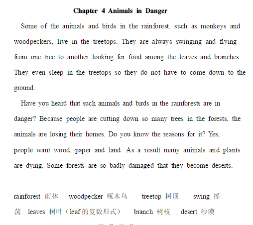 13篇初中英语阅读短文——Animals in Danger（带翻译）