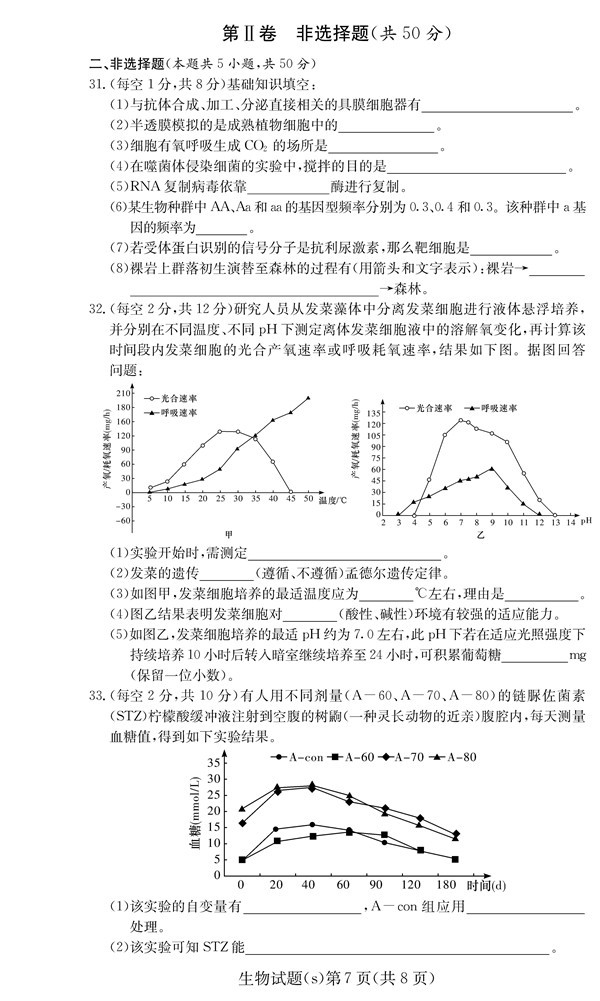 2016年长沙四校高三下生物联考试题